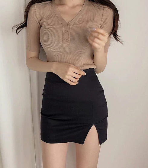 Split Elegant Casual Slim Fitted Skirt